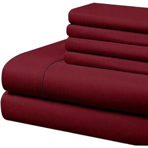 4-Piece Bed Sheet Sets, (Includes 1 Bonus Pillowcase), Twin XL, Burgundy